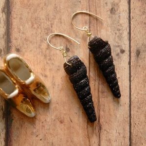 Black Glitter Unicorn Horn Enchanted Earrings
